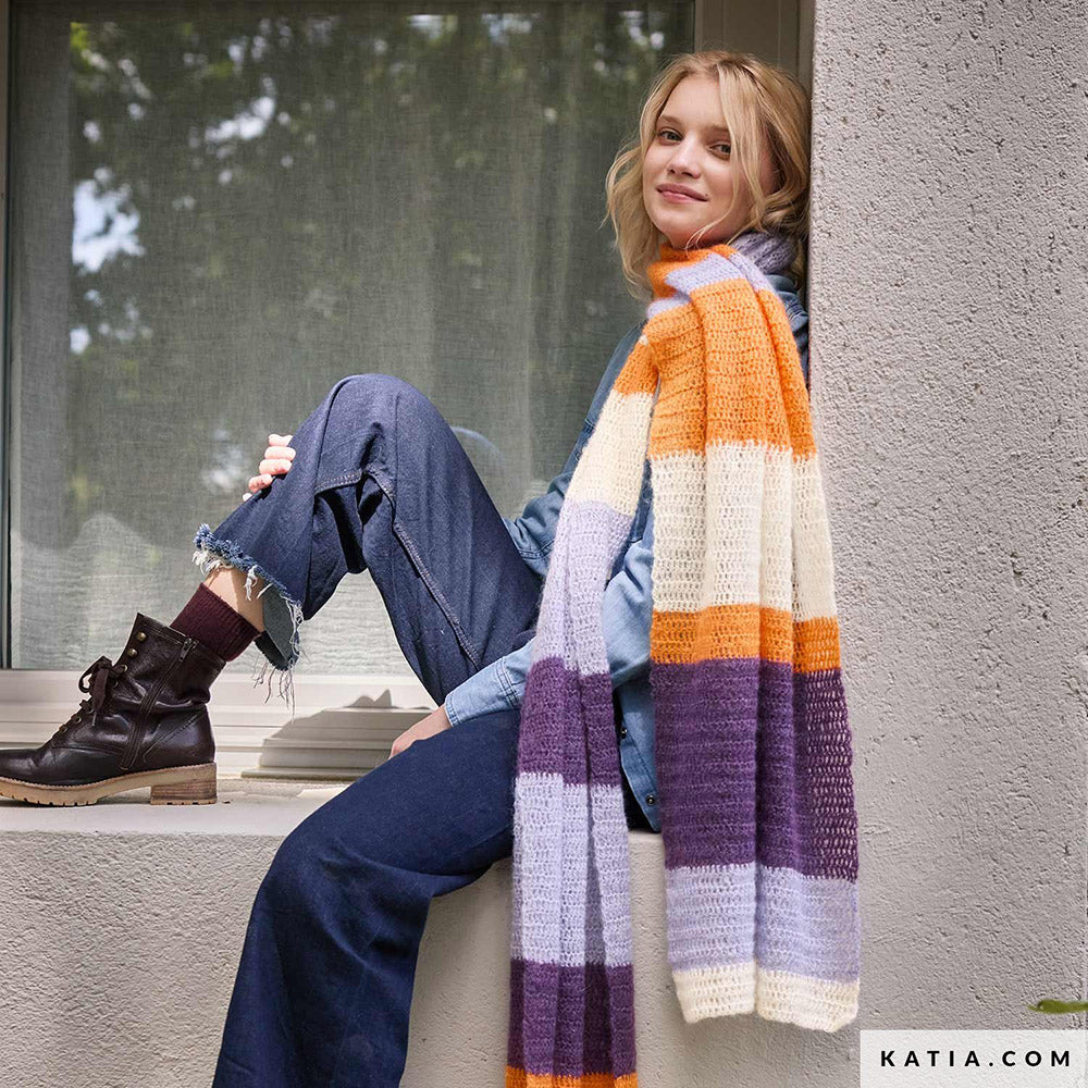 Patroon breien haken dames sjaal herfst winter katia — gemaakt met Katia Silky Mohair