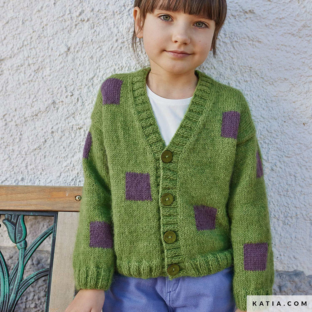 Patroon breien haken kinderen jas herfst winter katia — gemaakt met Katia Soft Gratte