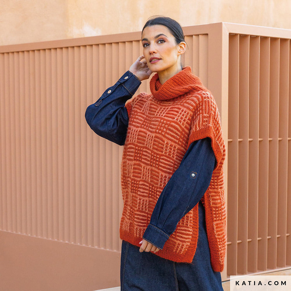 Patroon breien haken dames vest herfst winter katia — gemaakt met Katia Soft Gratte (6)