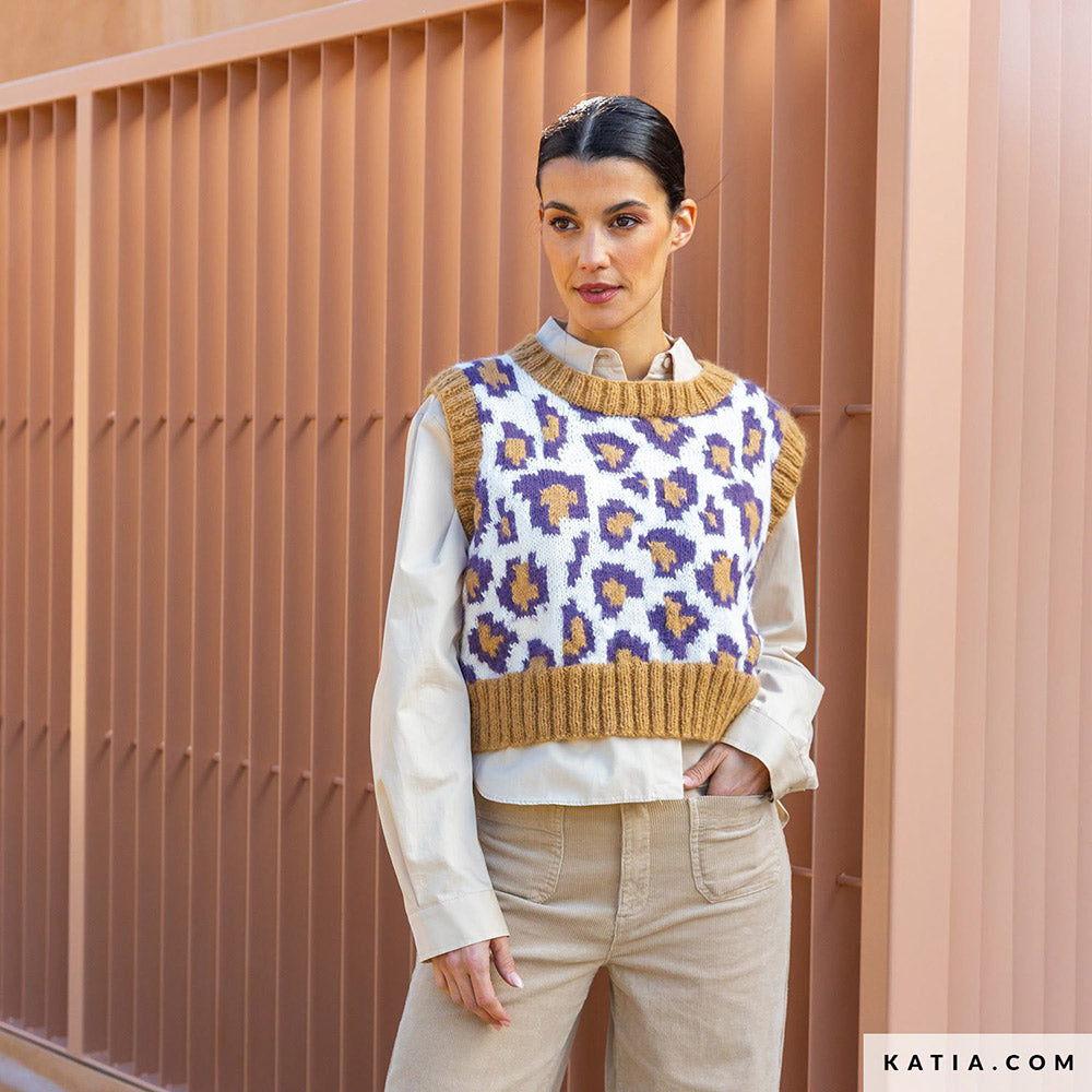 Patroon breien haken dames vest herfst winter katia — gemaakt met Katia Soft Gratte (9)