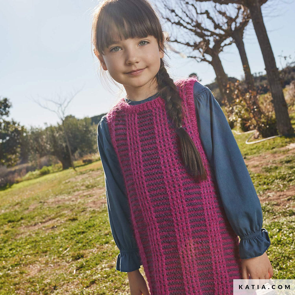 Patroon breien haken kinderen jurk herfst winter katia — gemaakt met Katia Soft Gratté
