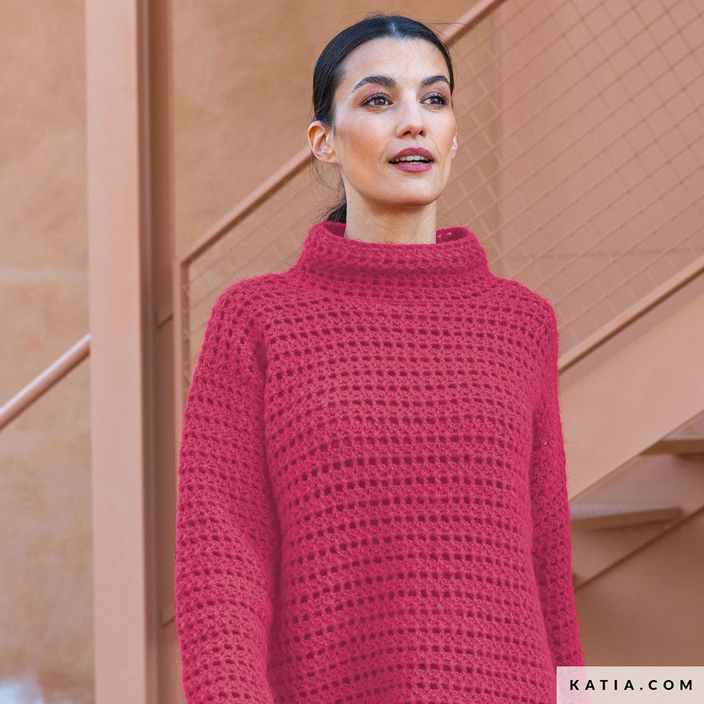 Patroon breien haken dames trui herfst winter katia — gemaakt met Katia Soft Gratté (9)