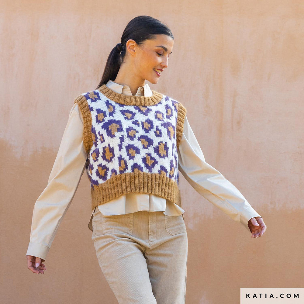 Patroon breien haken dames vest herfst winter katia — gemaakt met Katia Soft Gratté (13)