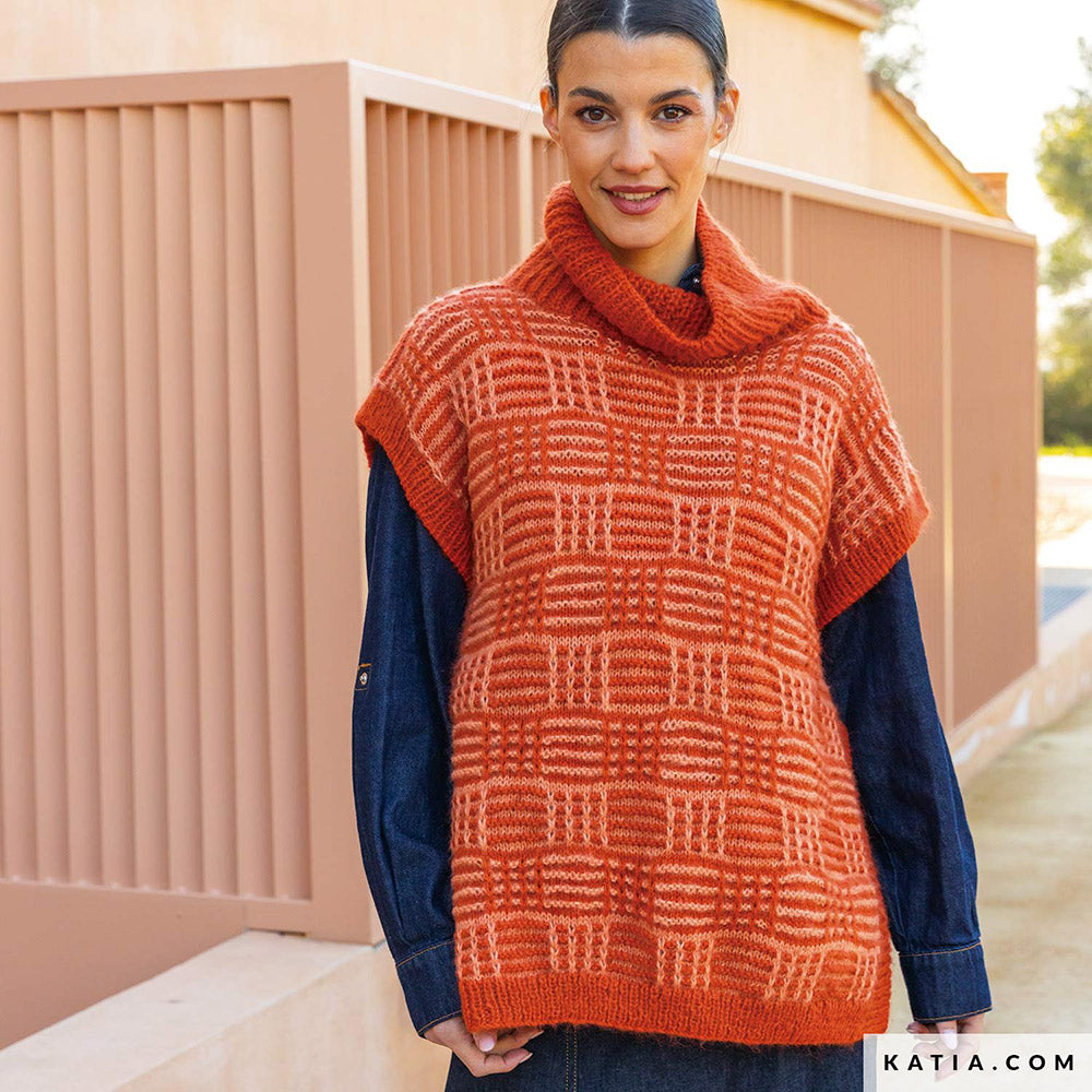 Patroon breien haken dames vest herfst winter katia — gemaakt met Katia Soft Gratté (3)