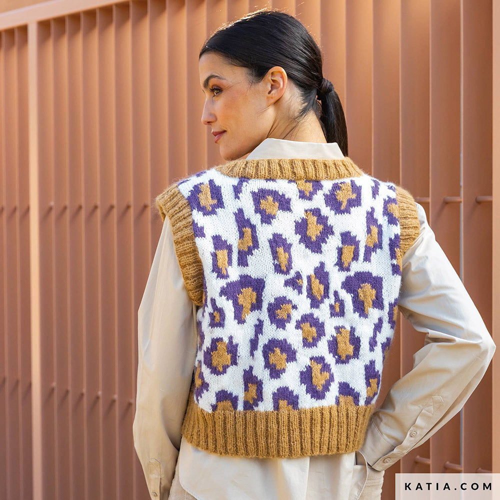Patroon breien haken dames vest herfst winter katia — gemaakt met Katia Soft Gratté (10)