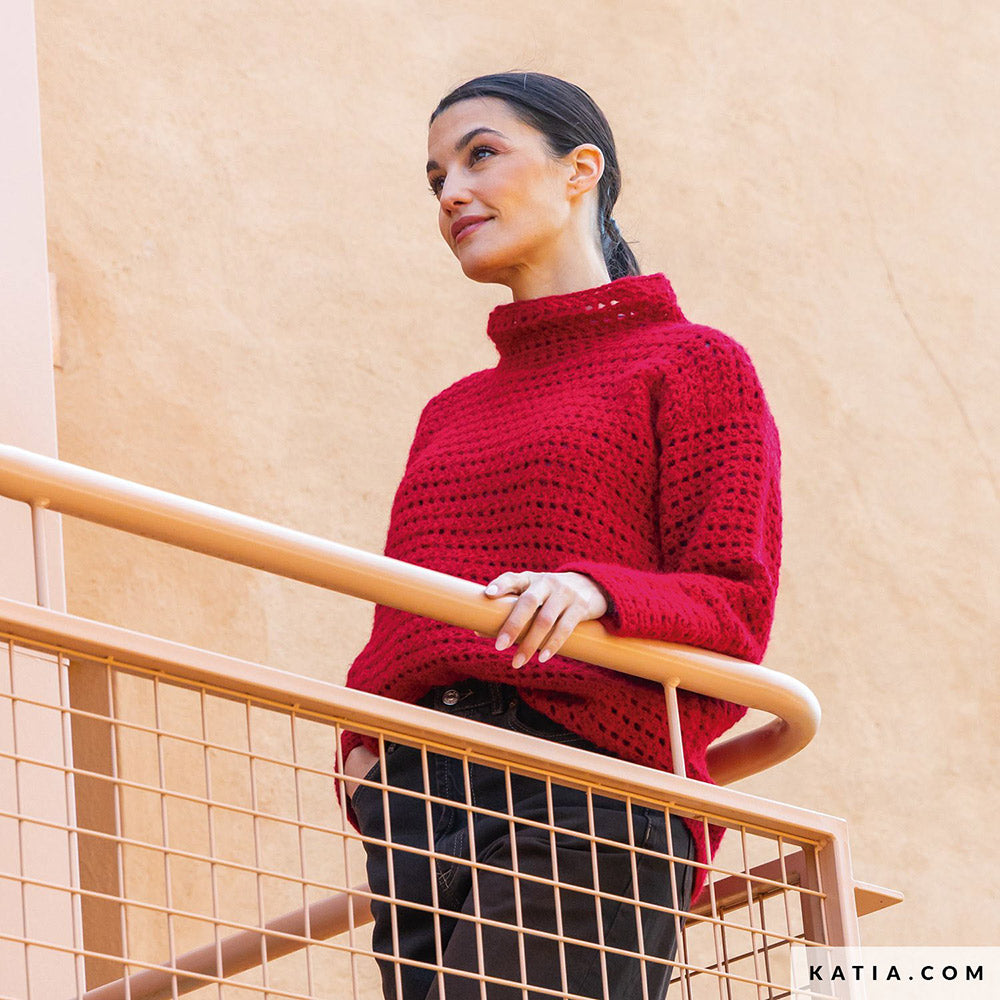 Patroon breien haken dames trui herfst winter katia — gemaakt met Katia Soft Gratté (6)