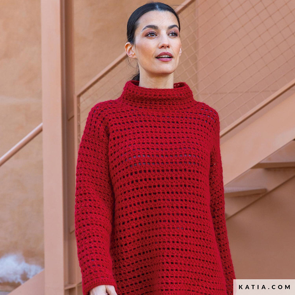 Patroon breien haken dames trui herfst winter katia — gemaakt met Katia Soft Gratté (5)