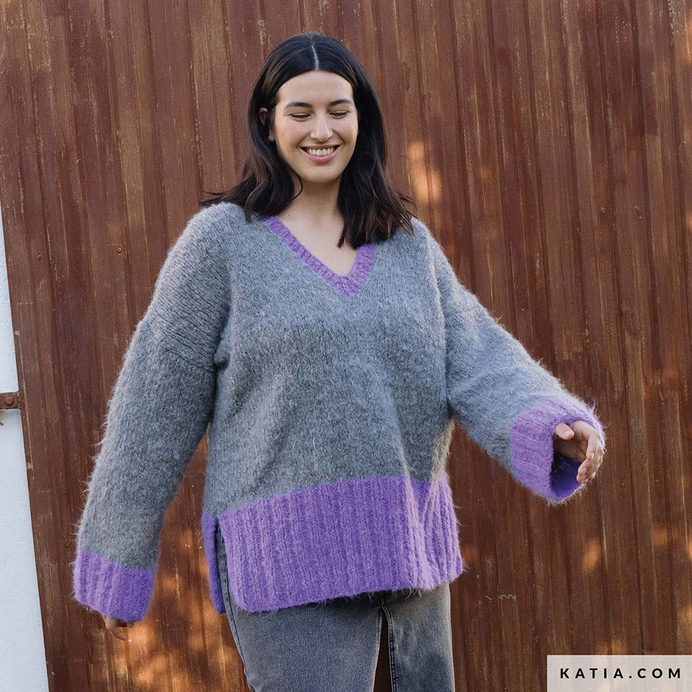 Patroon breien haken dames trui herfst winter katia — gemaakt met Katia WOW - Fluffy (6)