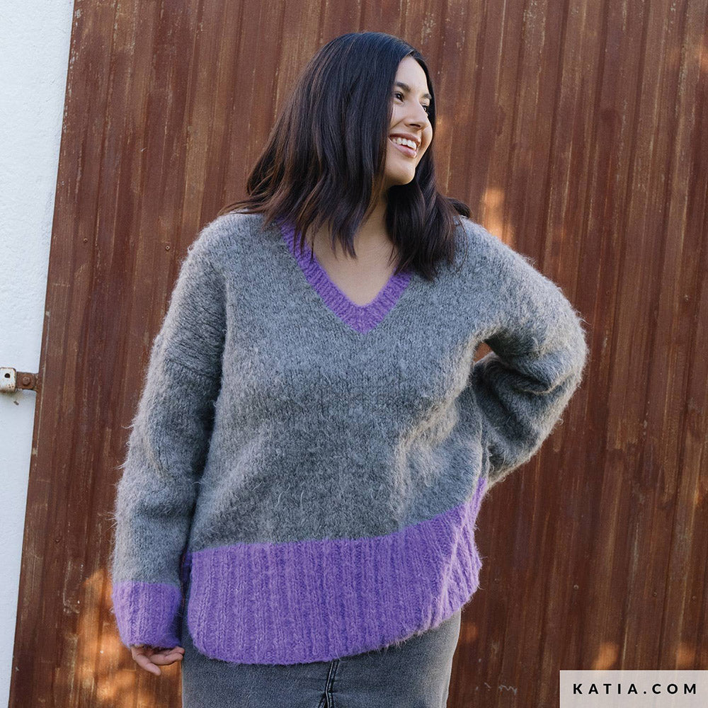 Patroon breien haken dames trui herfst winter katia — gemaakt met Katia WOW - Fluffy (2)
