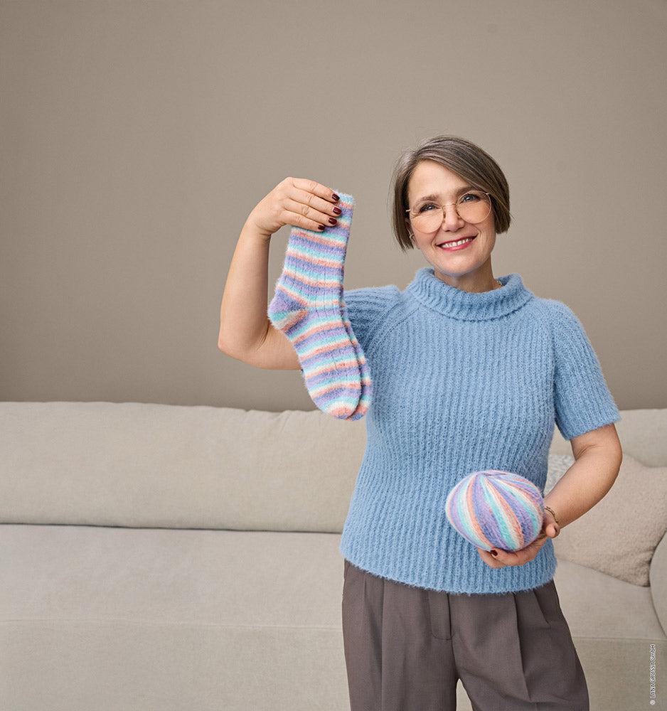 Hw cosy socks lana grossa mf — gemaakt met Lana Grossa Cosy Socks Multi Stripes (3)
