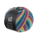 Lana Grossa Cosy Socks Multi Stripes 155 Donkerpetrol/Lichtturkoois/Geel/Orchidee/Grijsviolet