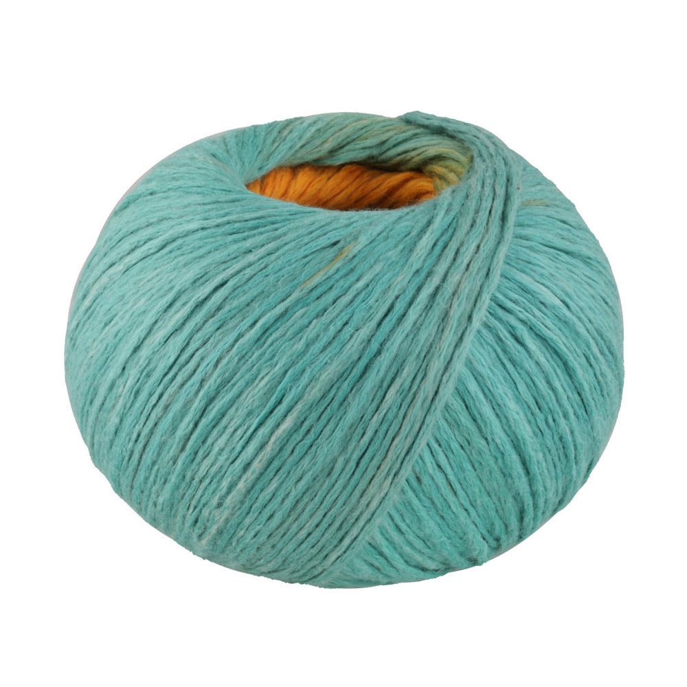 Lana Grossa Cotonella 014 Grijsgroen/bruin/goud/zonneglansgeel/pastelblauw/perzik/groenbeige/turkoois