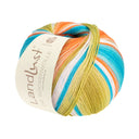 Lana Grossa Landlust Die Sockenwolle 117 Lime Green/Petrol/Ecru/Salmon/Apricot/Turquoise Striped
