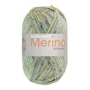 Lana Grossa Meilenweit 100 Merino Extrafine Mountain 7603 Lime/Grey/Dark Green/Jade/Mustard Yellow/Mint Striped