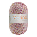 Lana Grossa Meilenweit 100 Merino Extrafine Mountain 7605 Grey-Brown/Ecru/Grey/Red-Violet/Corn Yellow Striped