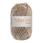 Lana Grossa Meilenweit 100 Merino Extrafine Mountain 7607 Bordeaux/Oudroze/Zachtolijf/Donkergrijs/Naturel gestreept