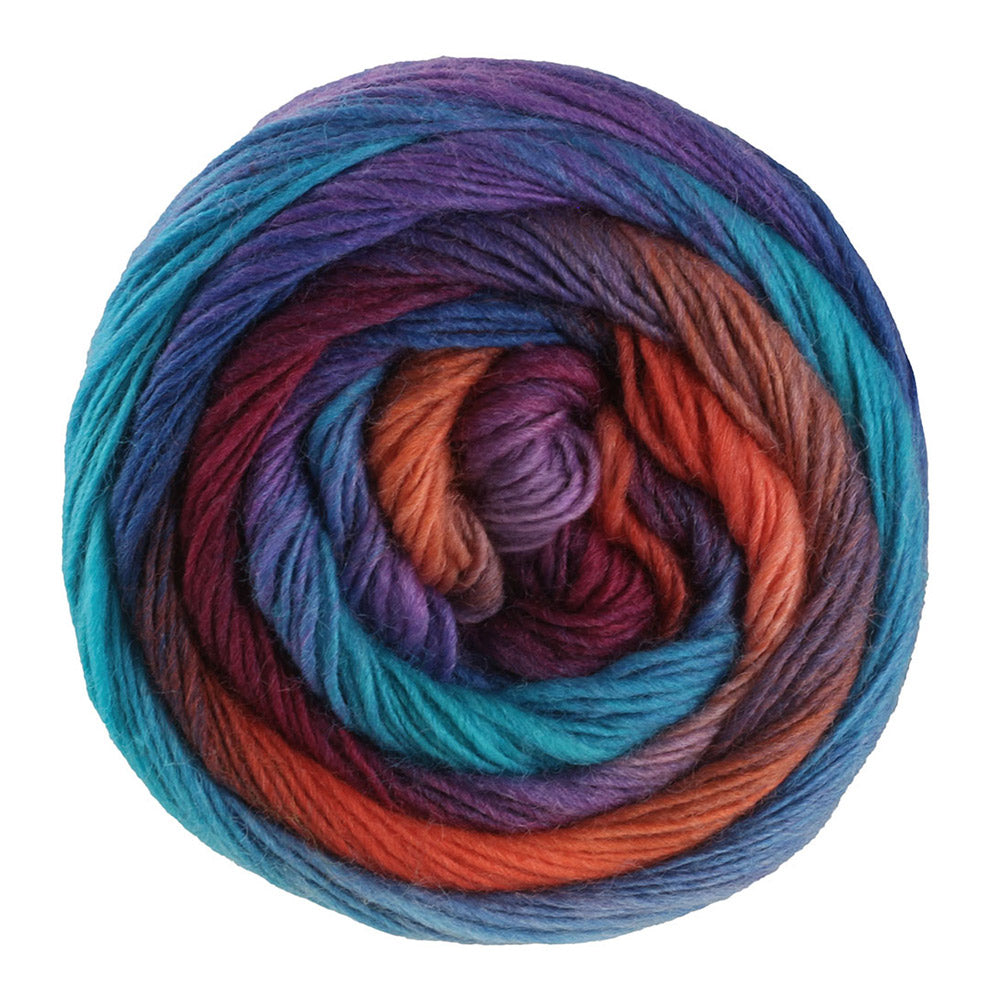 Garenbol Lana Grossa Meilenweit 100 Color Mix Multi 8019 in Oranje, Donkerbruin, Inktblauw, Koningsblauw, Turquoise, Lila, Roodviolet - Lana Grossa Meilenweit 100 Color Mix Multi 8019 Oranje/Donkerbruin/Inktblauw/Koningsblauw/Turquoise/Lila/Roodviolet