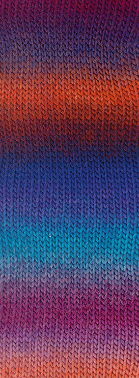 Lana Grossa Meilenweit 100 Color Mix Sparks 7616 Salmon Red/Dark Blue/Royal Blue/Turquoise/Red-Violet/Fuchsia