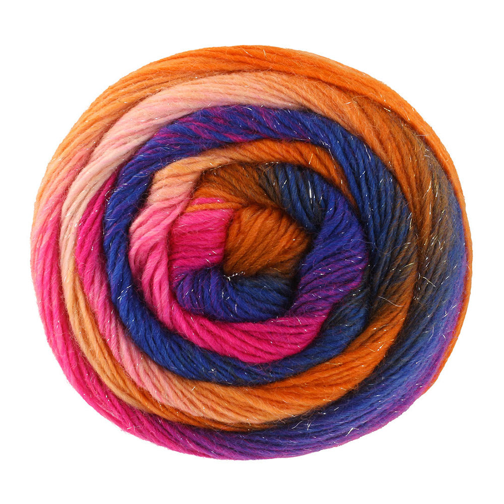 Lana Grossa Meilenweit 100 Color Mix Sparks 7619 Salmon/Orange/Dark Brown/Navy/Red-Violet/Fuchsia/Pink