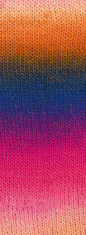 Lana Grossa Meilenweit 100 Color Mix Sparks 7619 Salmon/Orange/Dark Brown/Navy/Red-Violet/Fuchsia/Pink
