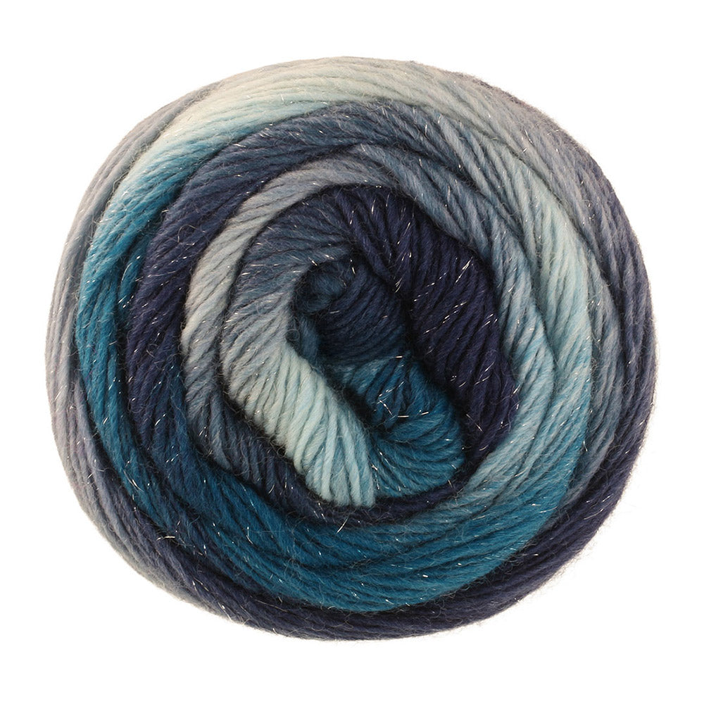 Lana Grossa Meilenweit 100 Color Mix Sparks 7620 Dark/Gray-Petrol/Mint/Grey-Steel Blue