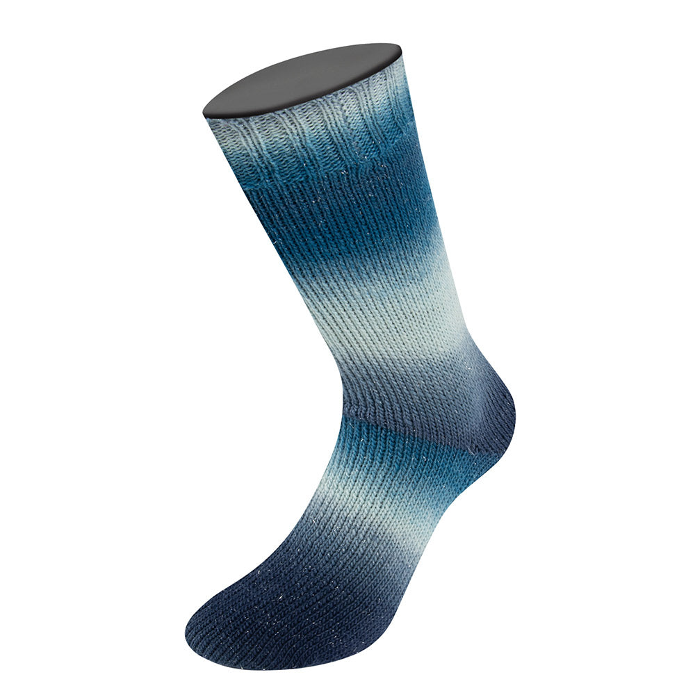 Lana Grossa Meilenweit 100 Color Mix Sparks 7620 Dark/Gray-Petrol/Mint/Grey-Steel Blue