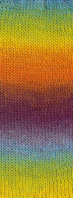 Lana Grossa Meilenweit 100 Color Mix Sparks 7621 Petrol/Spring Green/Pistachio/Mustard Yellow/Orange/Brown/Eggplant/Gray-Lilac