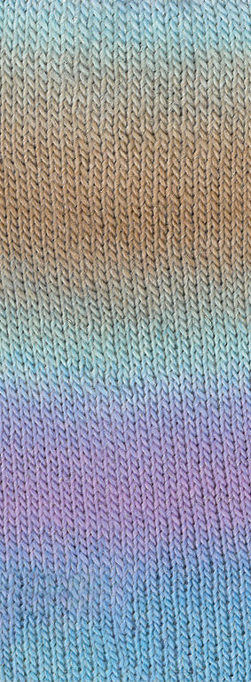 Lana Grossa Meilenweit 100 Color Mix Sparks 7622 Mint/Gray-Beige/Taupe/Lilac/Lilac/Blue-Turquoise