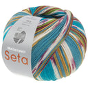 Lana Grossa Meilenweit 100 Seta Giappone 3390 Blackberry/Green/Turquoise Blue/Red-Violet/White/Ochre/Light Green