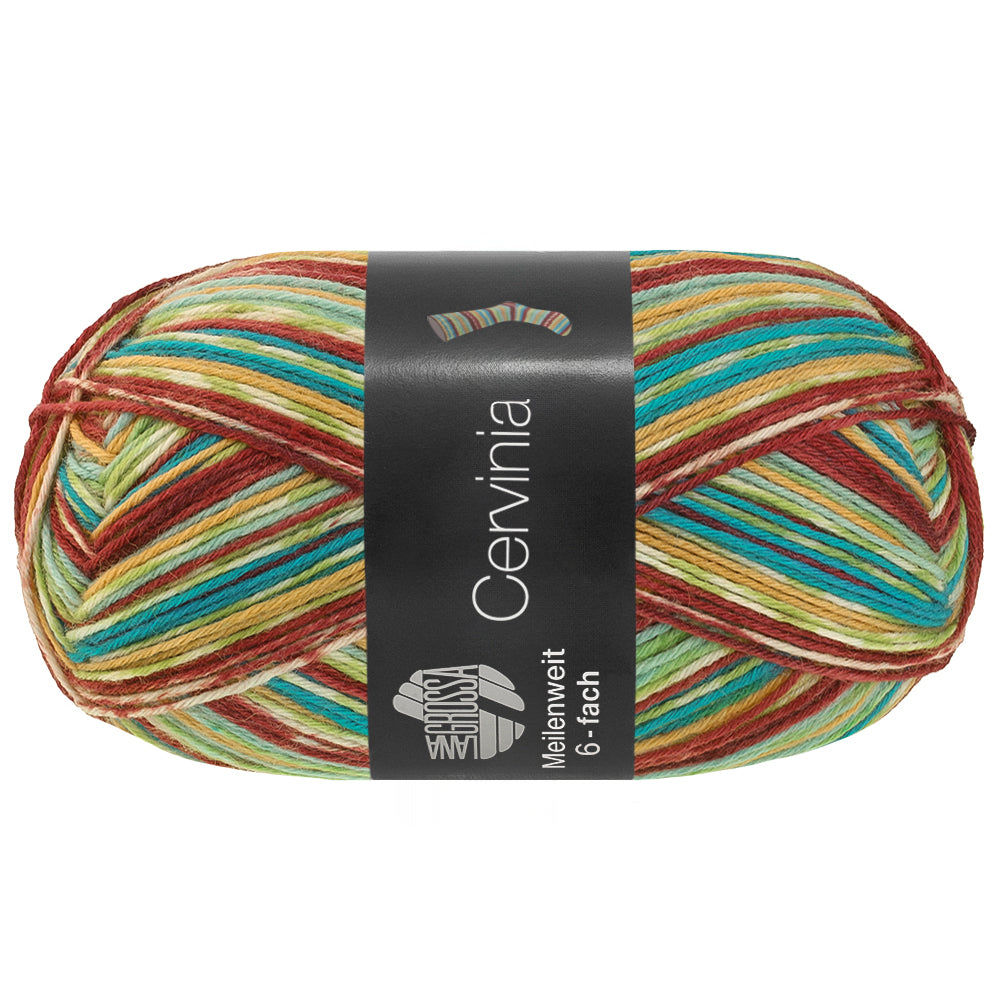 Lana Grossa Meilenweit 6-Fach 150 Cervinia 9755 Lichtgroen/Mint/Rood-/Donkerbruin/Ecru/Limoen/Curry/Turquoiseblauw - bol garen