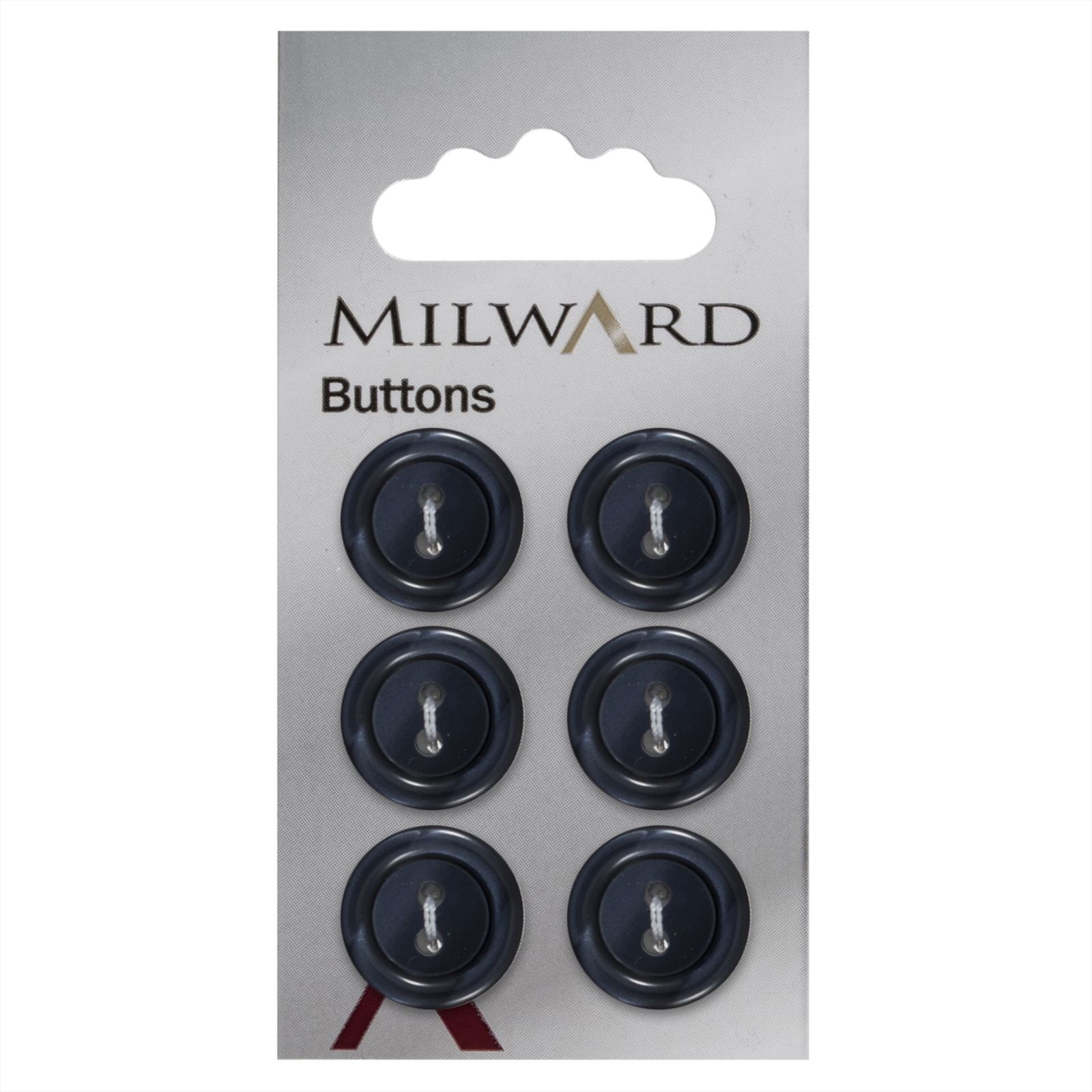 Milward Knoop Donkerblauw Glans Met Opstaande Rand 15mm (6 stuks)