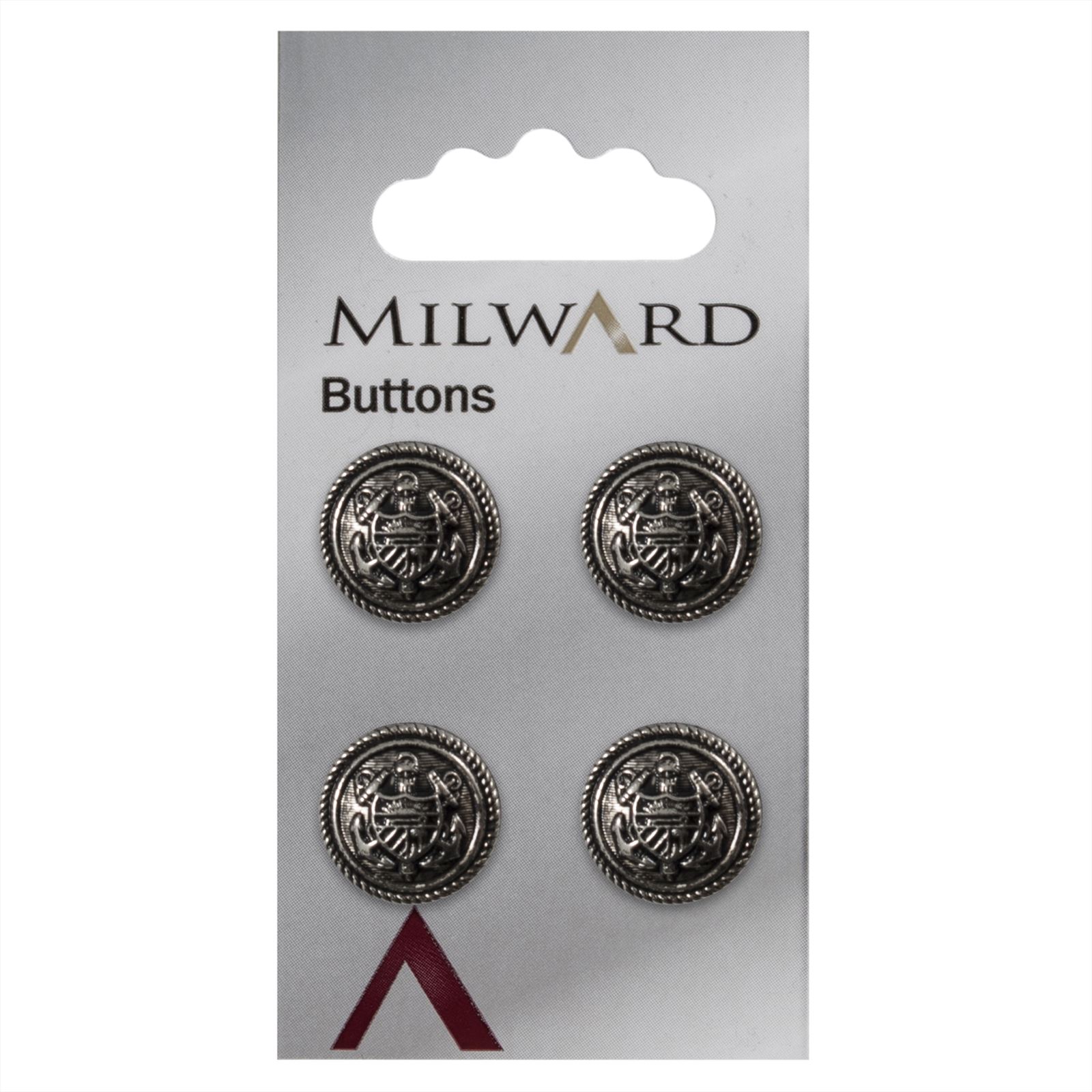 Milward Manchet Knoop Zilver 15mm (4 stuks)