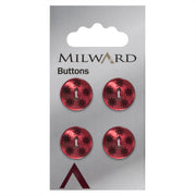 Milward Parelmoer Knoop Donkerrood met Zwarte Bloemen 15mm (4 stuks)
