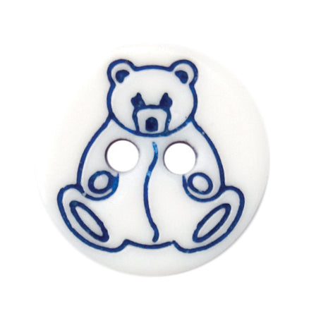 Milward Ronde Knoop met Figuur Beer Wit met Blauw 15mm (5 stuks) (2)