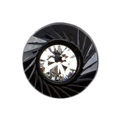 Milward Zwarte Ronde Knoop met Glinstersteen 12mm (2 stuks) (2)