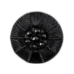 Milward Zwarte Ronde Knoop met Werkje en Zwarte Glinstersteentjes 15mm (4 stuks) (2)