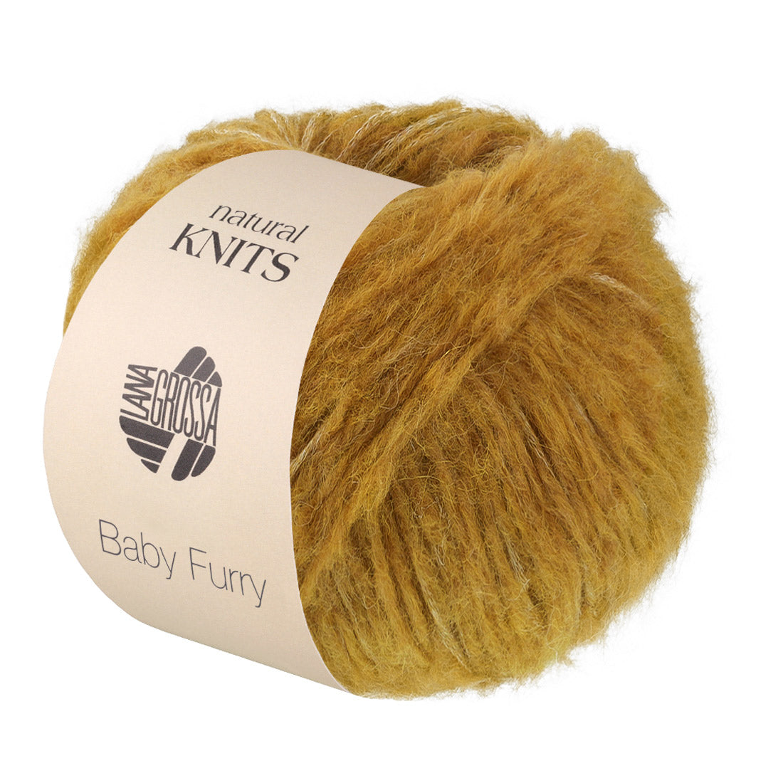 Lana Grossa Baby Furry 015 Okergeel - productfoto van het pluizige garen