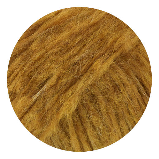 Lana Grossa Baby Furry 015 Okergeel - detailfoto van de zachte pluizige garenstructuur