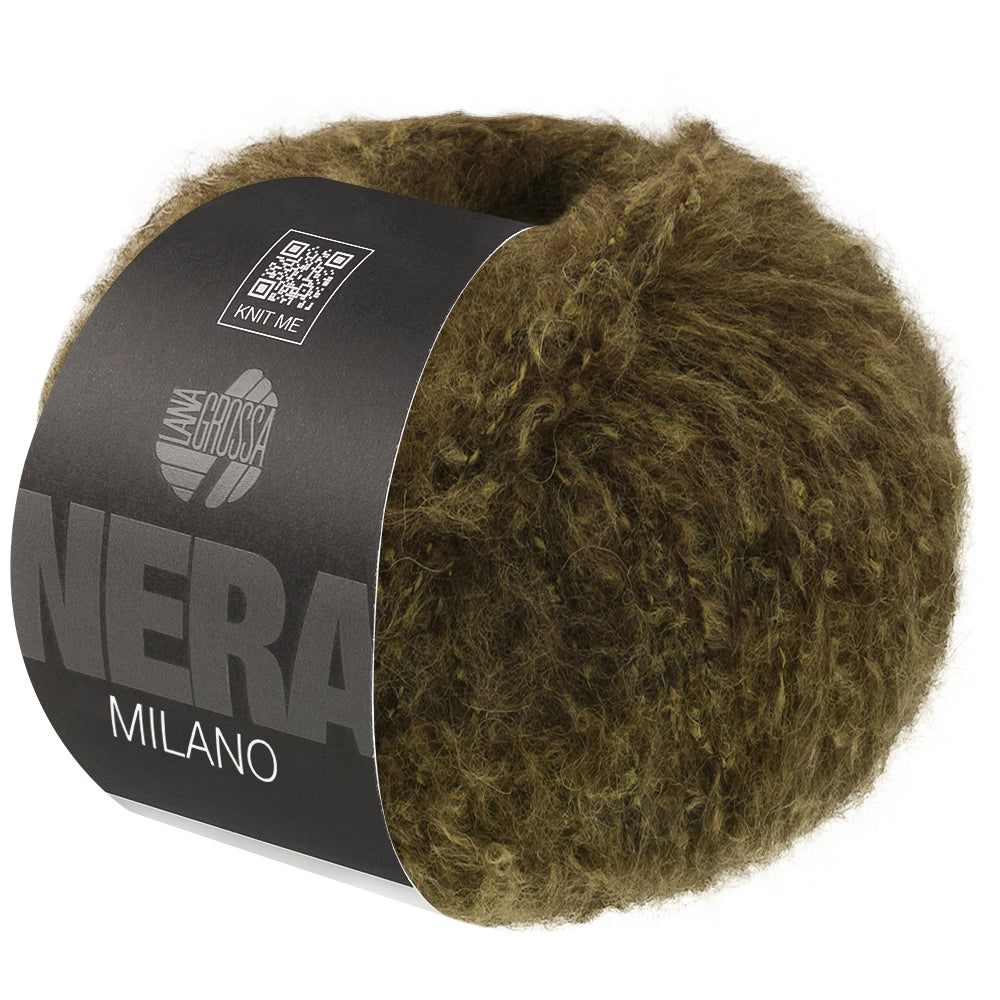 Lana Grossa Milano 006 Olijf gemêleerd - bol garen in de kleur van voren