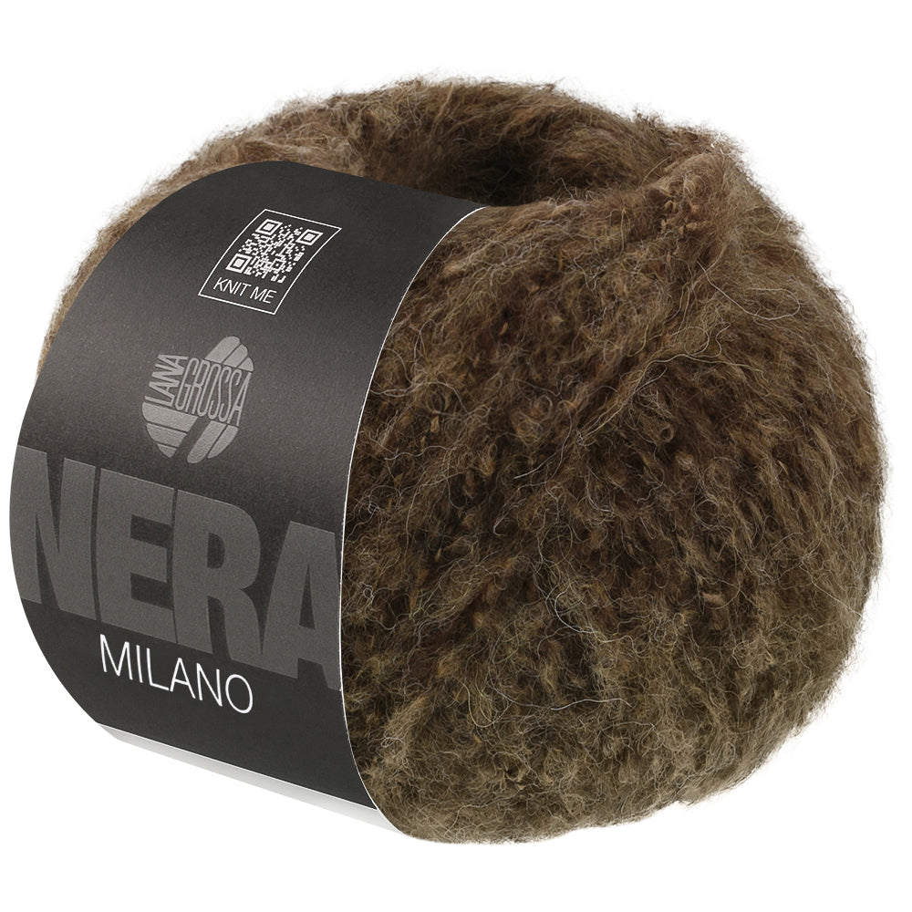 Lana Grossa Milano 010 Donkerbruin gemêleerd - bol garen in de kleur van voren