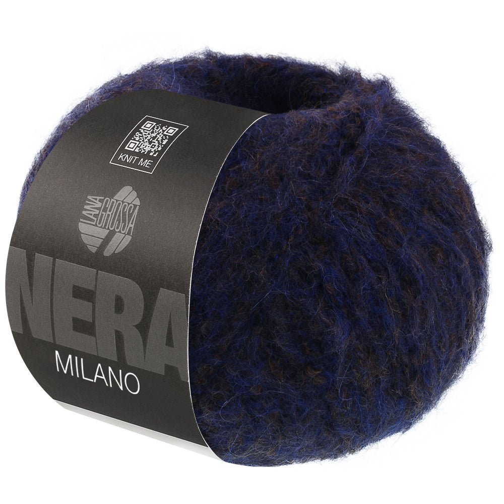 Lana Grossa Milano 011 Blauw/Bruin gemêleerd - bol garen in de kleur van voren