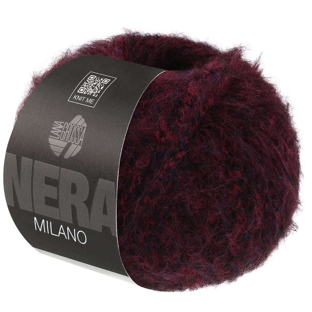 Lana Grossa Milano 012 Donkerrood/Zwart gemêleerd - bol garen in de kleur van voren