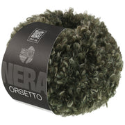 Lana Grossa Orsetto 108 Bos/Grijsgroen - productfoto van het bouclégaren in de bijbehorende kleur