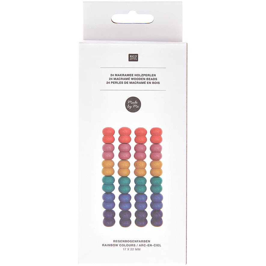 Rico Macramé Houten Kralen 17x22mm Rainbow Colours - 24 stuks (2)