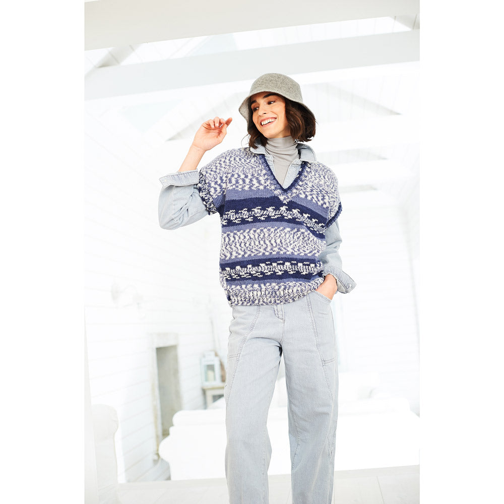 Easy fair isle effect — gemaakt met Stylecraft breipatroon Easy Fair Isle Effect Round, V Neck Tank Tops & Snood
