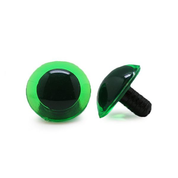 Veiligheidsogen Transparant Groen 16mm per paar