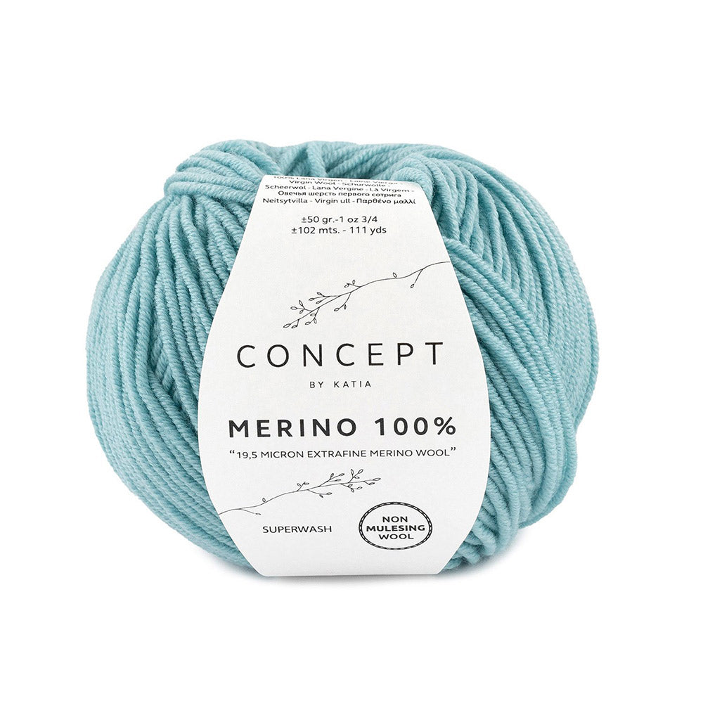 Katia Merino 100% 075 Water blauw