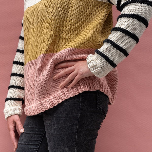 Jumper color block — gemaakt met Yarn and Colors Striped Jumper Color Block Breipakket