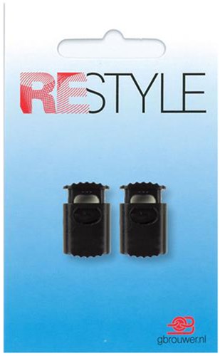 Restyle Cord Lock 1-hole Plastic 2 pieces 000 Black