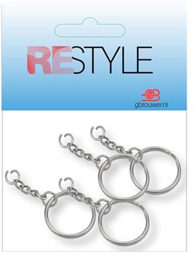 Restyle Key Rings with Chain 30mm (4 pieces)